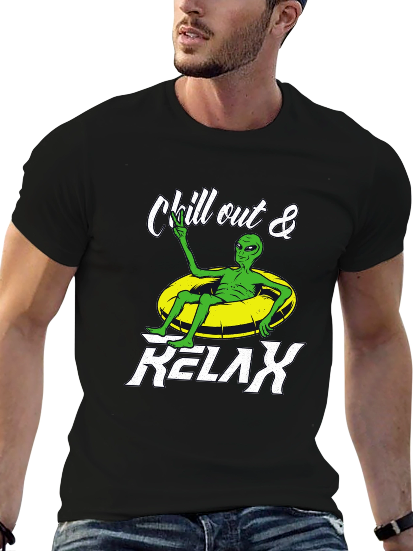 Black Chill Out Alien T-Shirt view 6