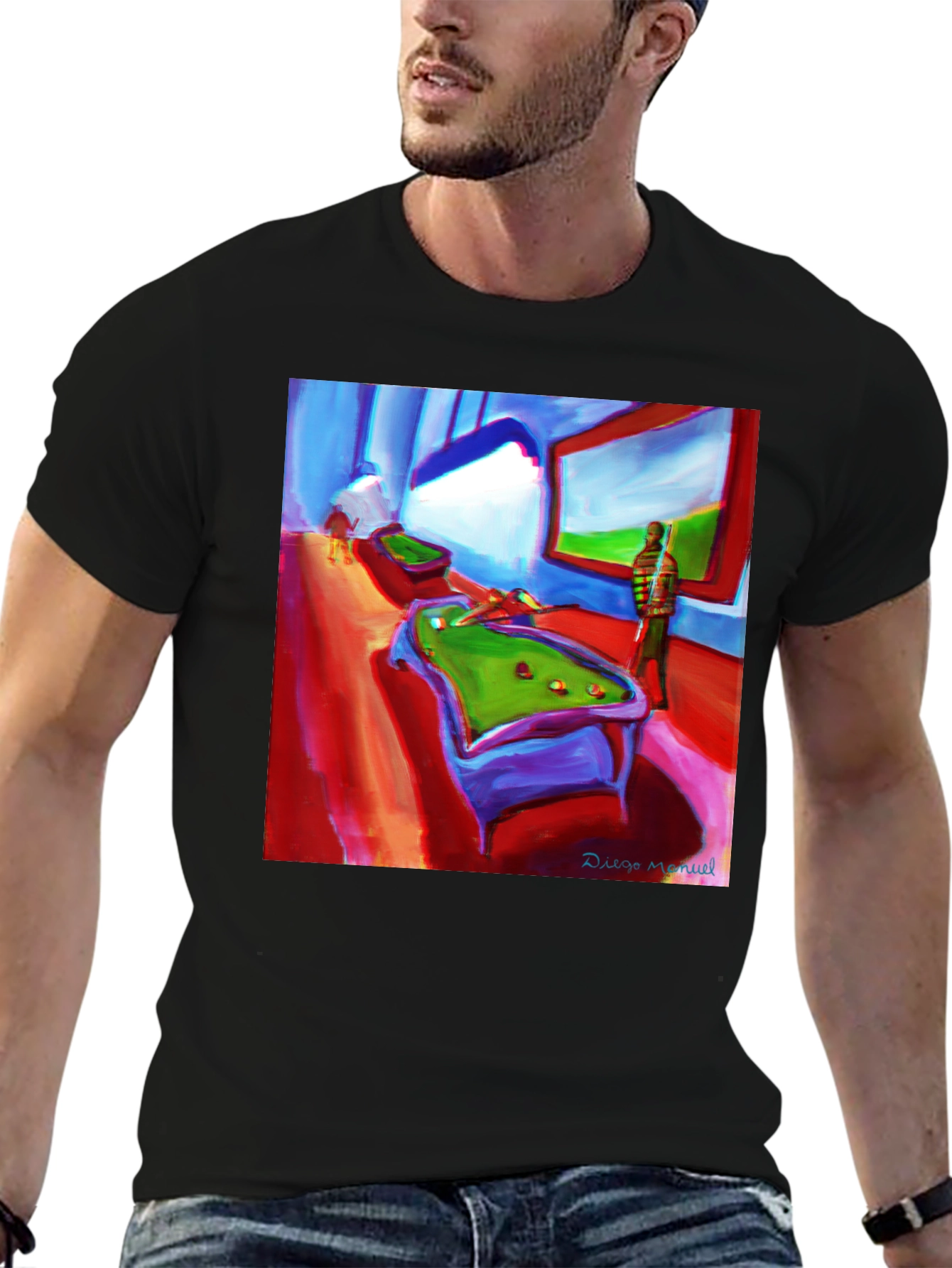Abstract Pool Hall Painting Graphic T-Shirt - 6