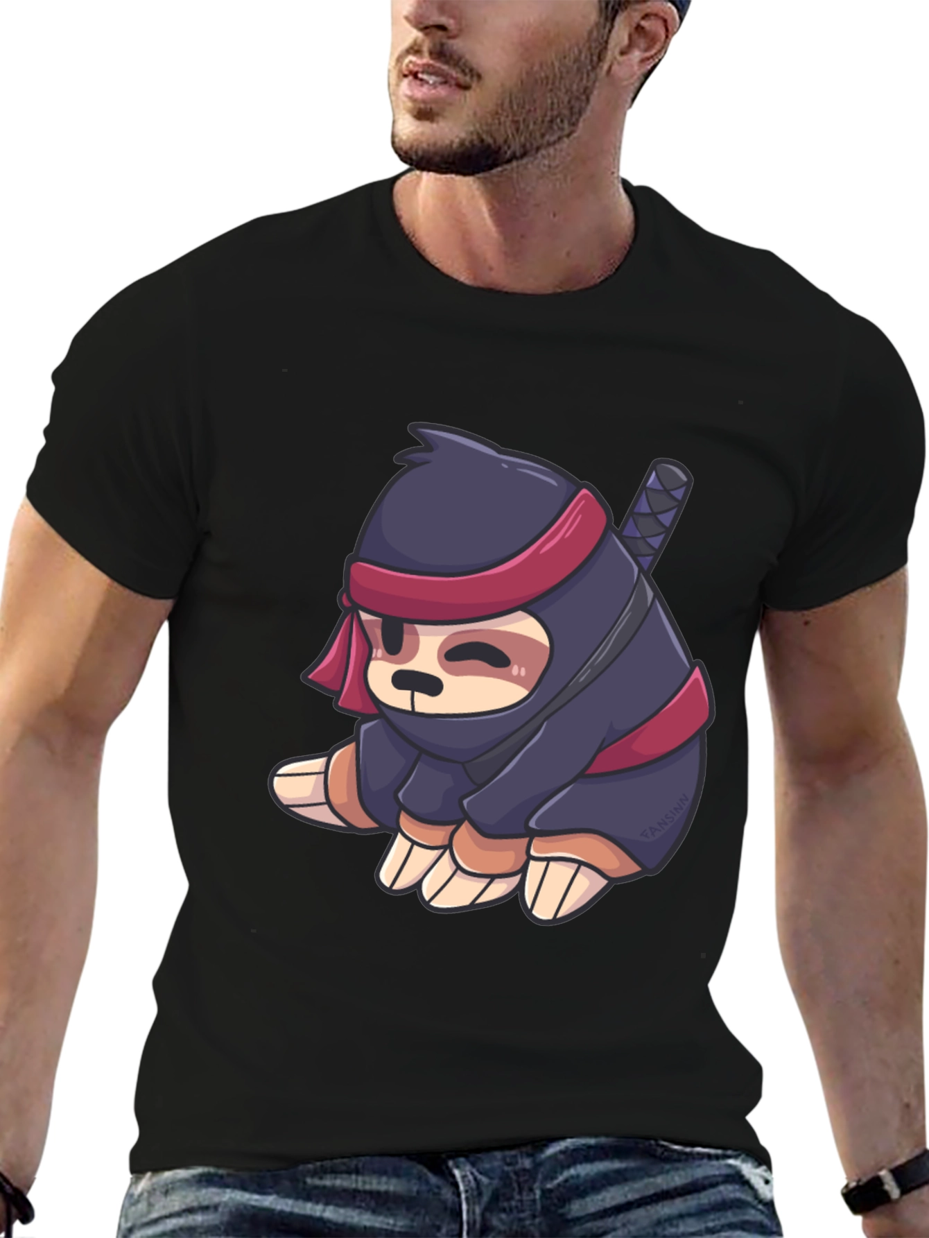 Black Ninja Sloth Graphic Tee - Stealth Mode Activated view 6