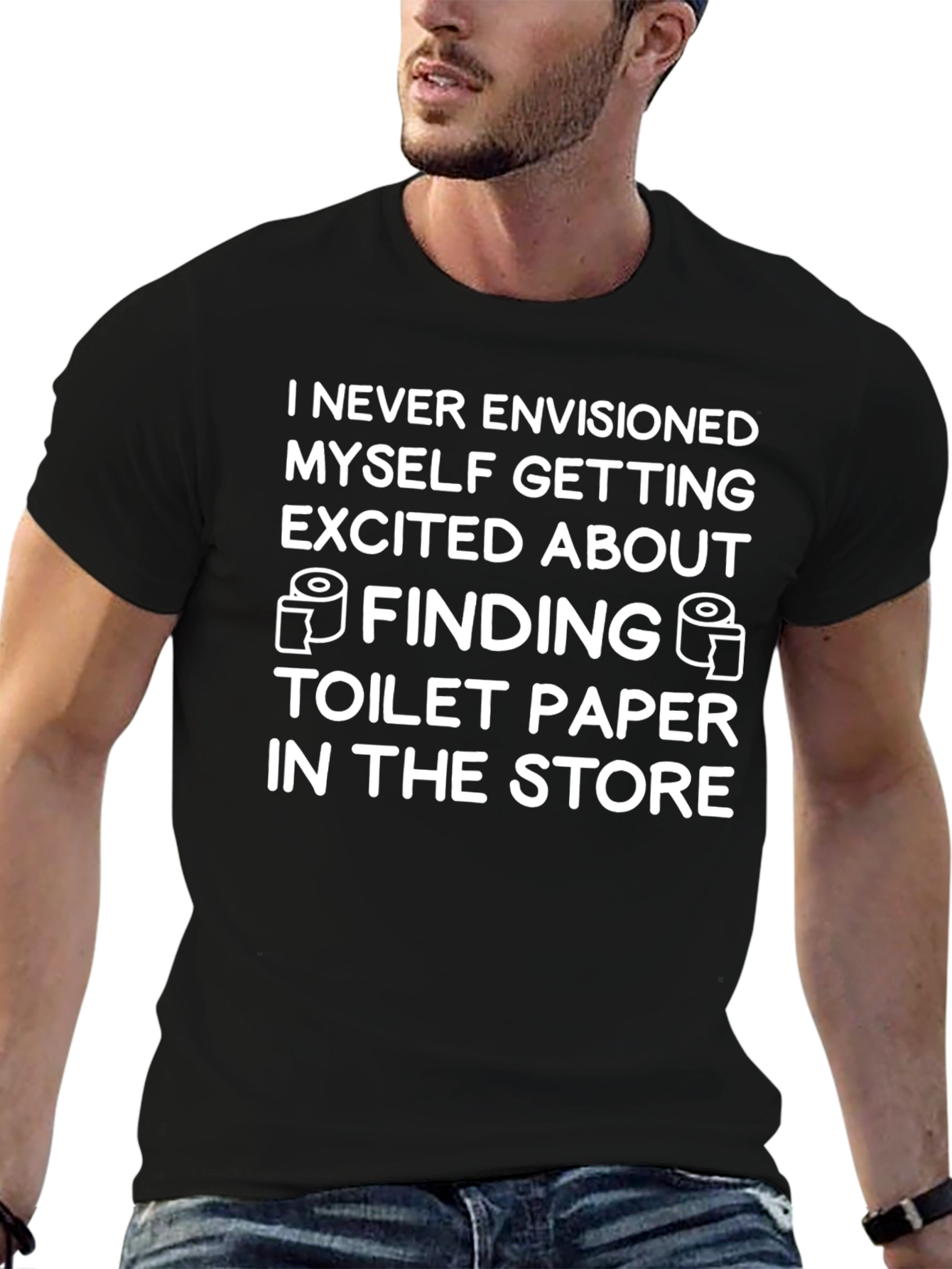 Black Toilet Paper Humor Graphic Tee - I Never Envisioned view 6