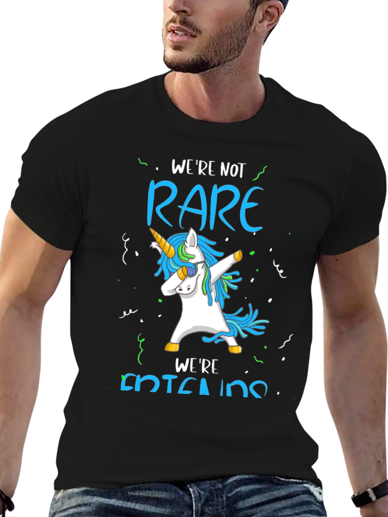 Black Unicorn Dab T-Shirt - We're Not Rare, We're Entertaining view 6