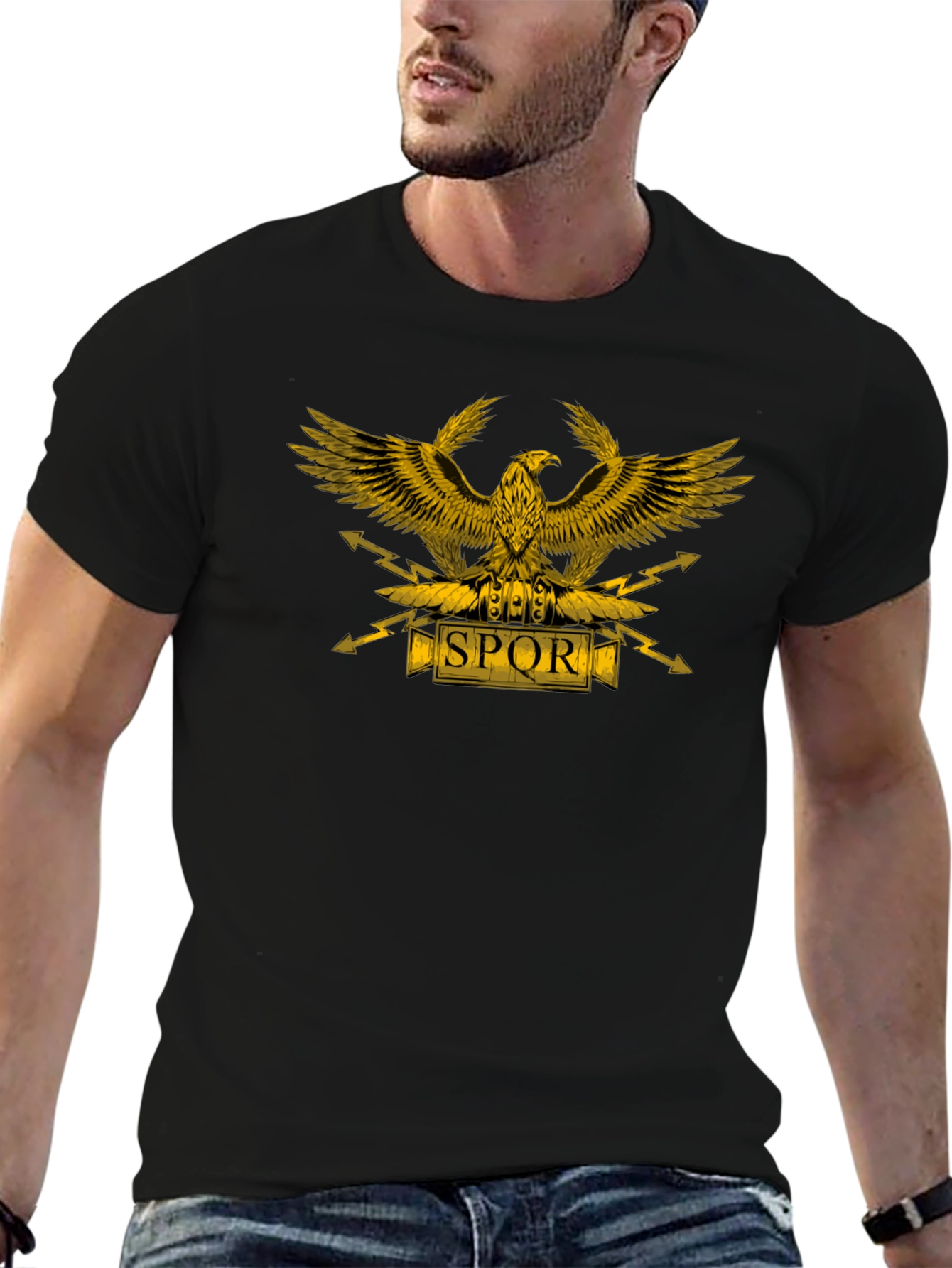 Black SPQR Eagle Graphic T-Shirt - Black view 6