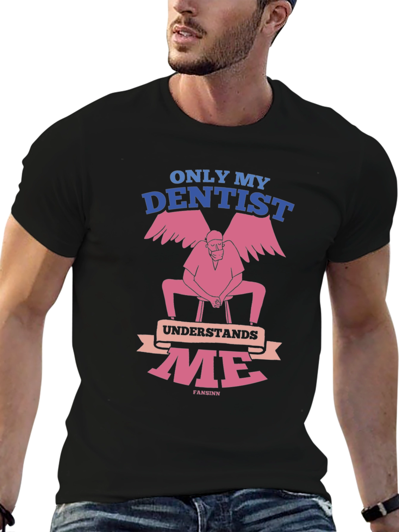 Black Dentist Humor T-Shirt - Only My Dentist Understands Me view 6