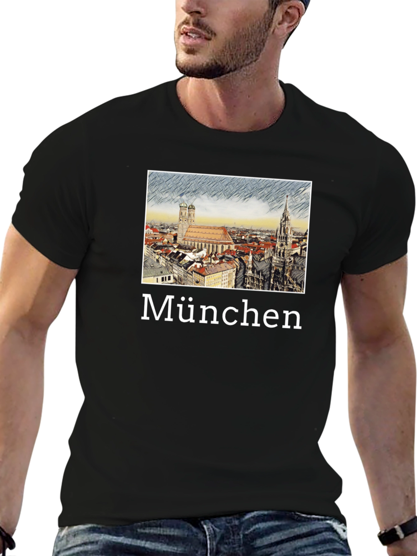 Munich Cityscape T-Shirt - Black - 6