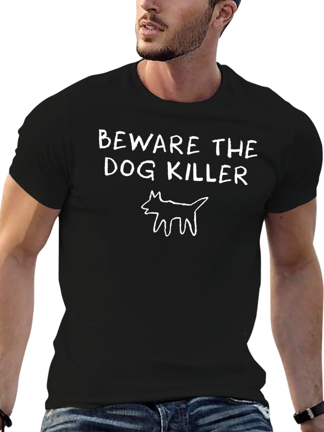 Black Beware the Dog Killer T-Shirt - Graphic Tee view 6
