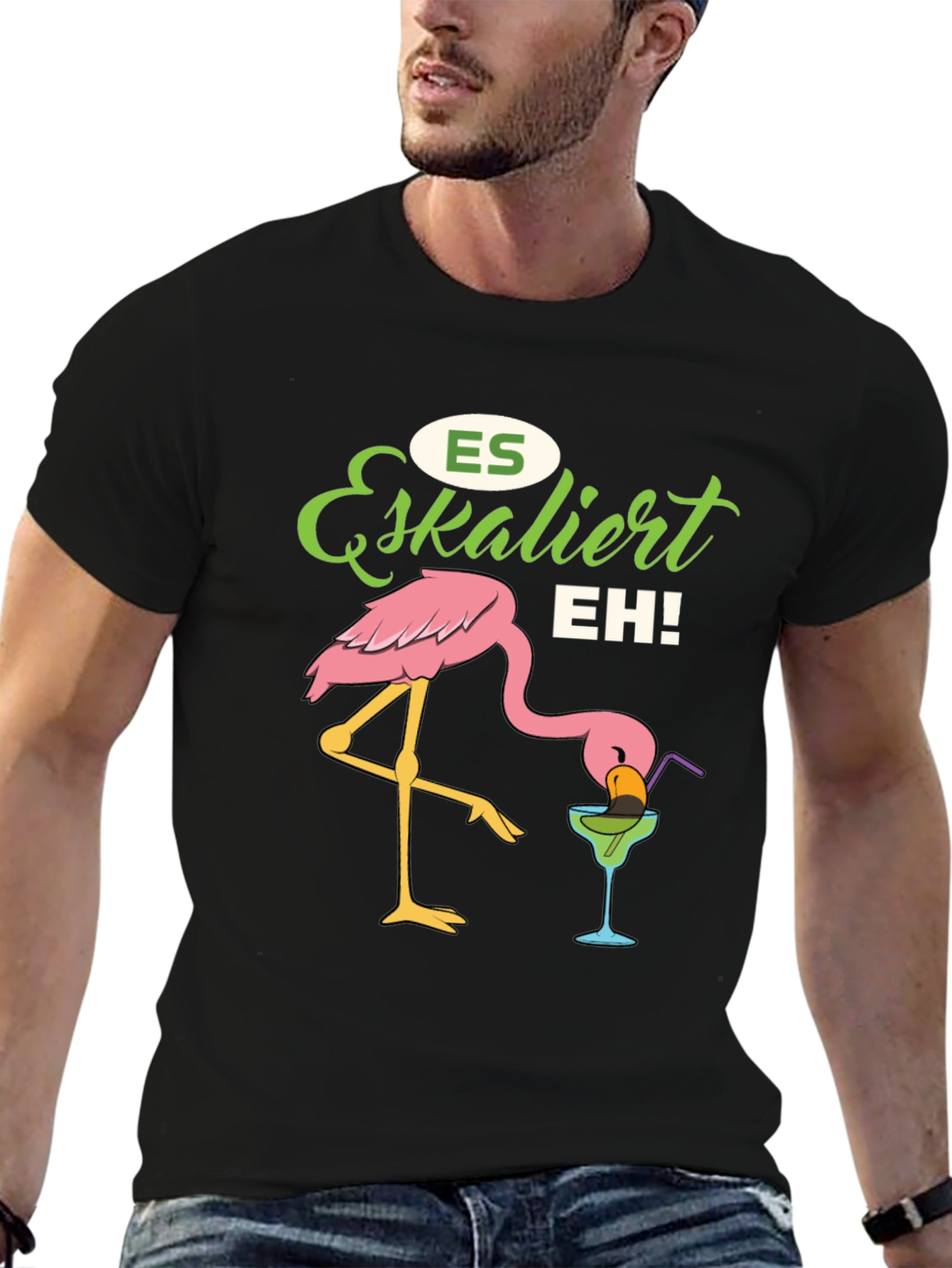 Black Es Eskaliert EH! Flamingo T-Shirt view 6