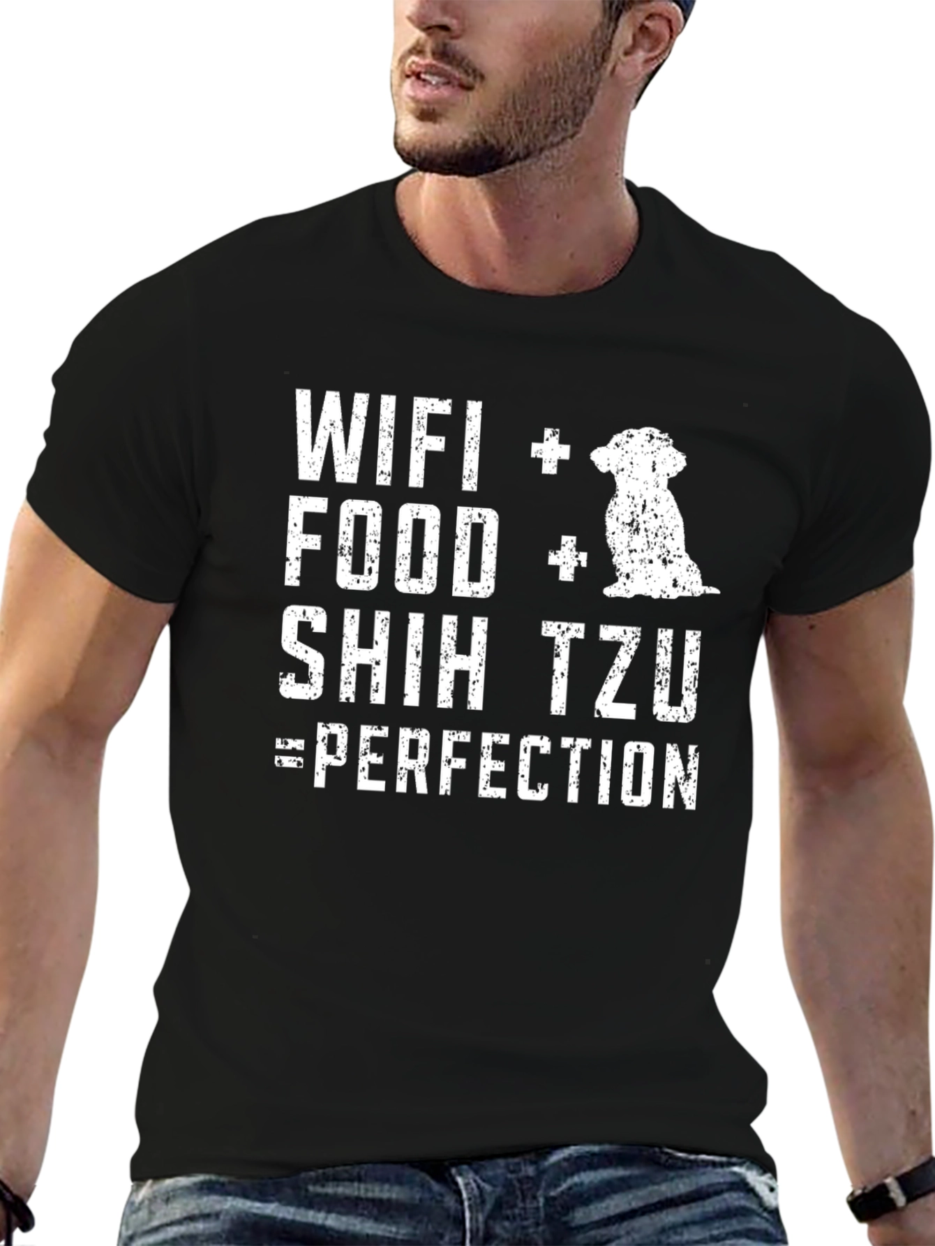 Black Wifi Food Shih Tzu Perfection Graphic T-Shirt view 6