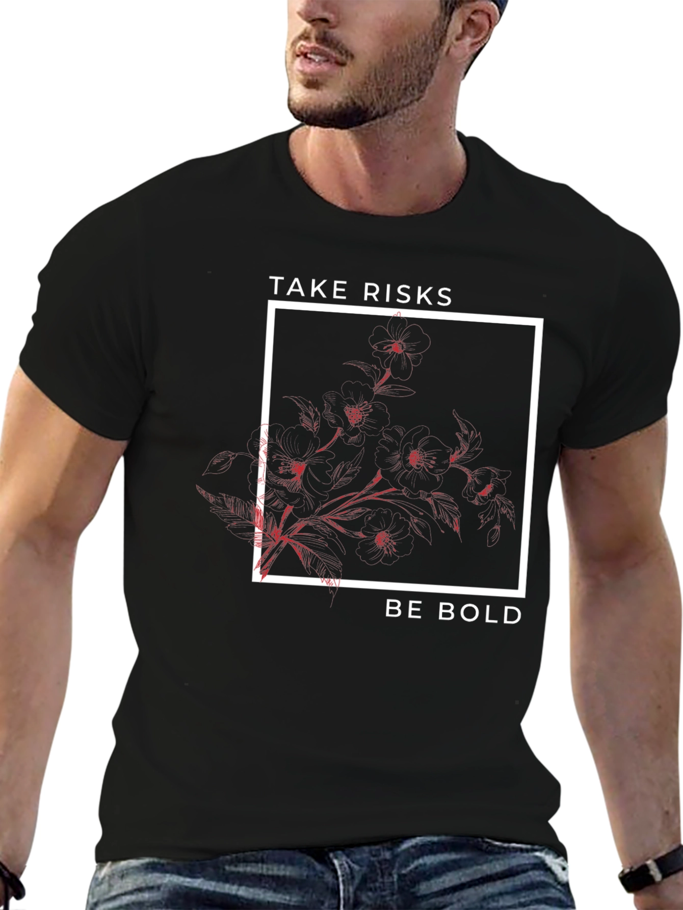 Black Take Risks Be Bold Graphic Tee view 6