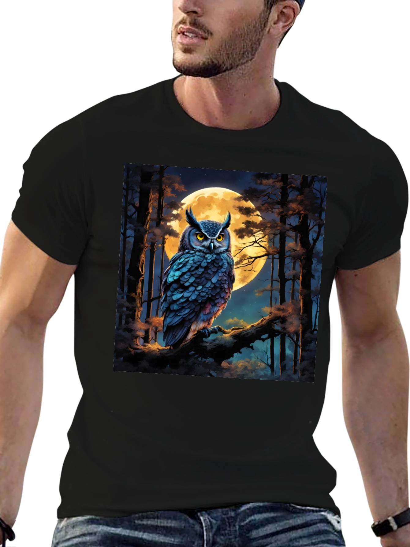Black Owl Moon Black Graphic Tee view 6