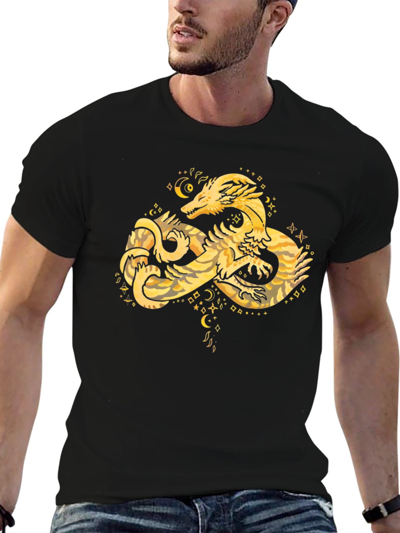 Mystic Dragon Graphic Tee - Black Cotton Blend - 6