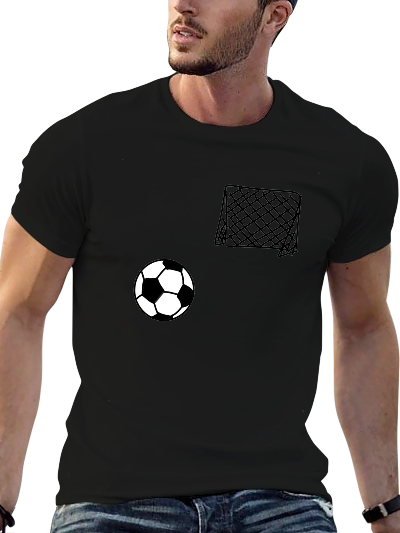 Black Soccer Goal & Ball Graphic Tee - Casual Black T-Shirt view 6