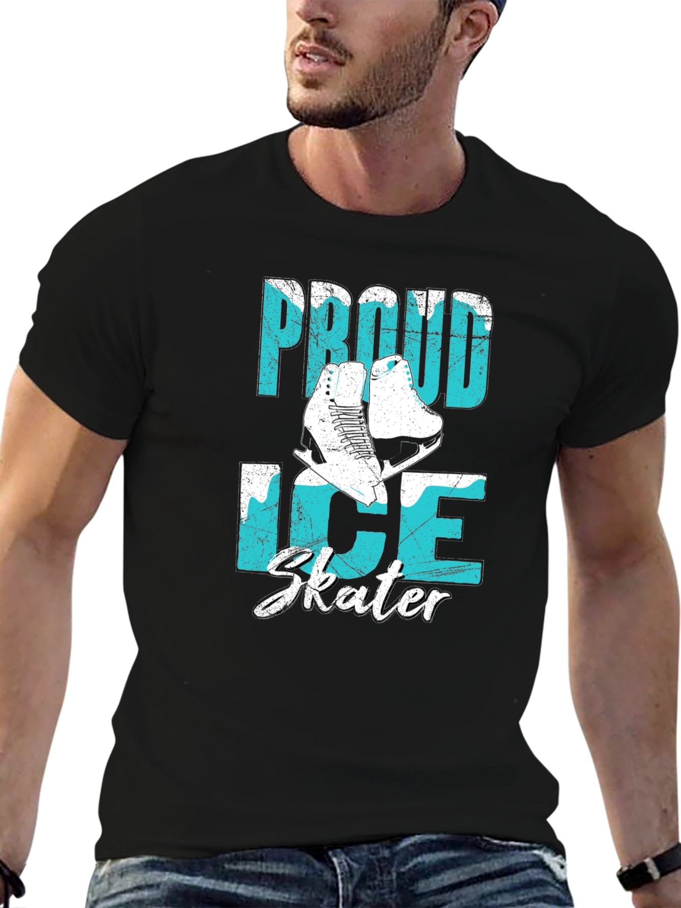 Black Proud Ice Skater Graphic T-Shirt view 6