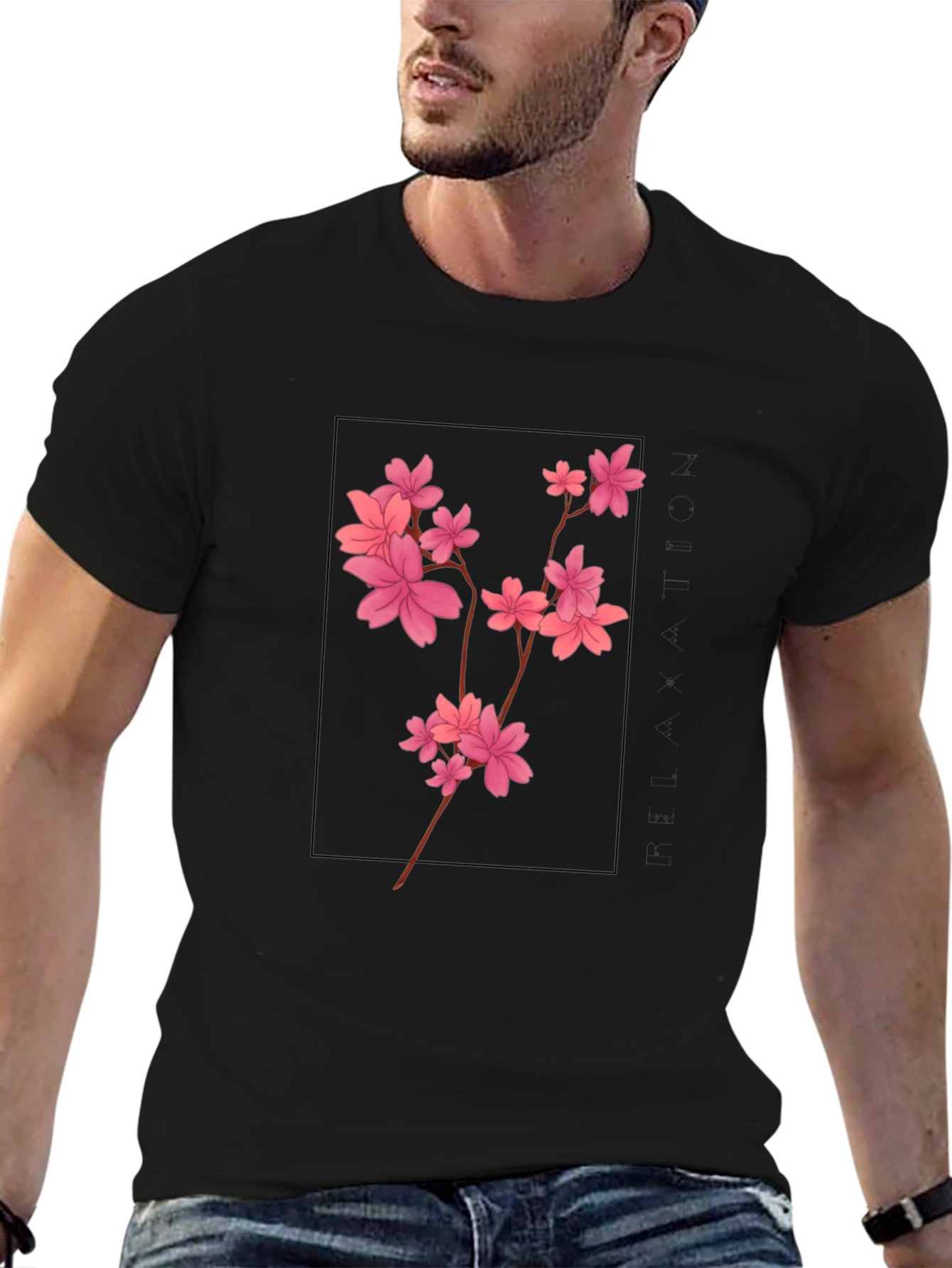 Black Cherry Blossom T-Shirt - Black Graphic Tee view 6