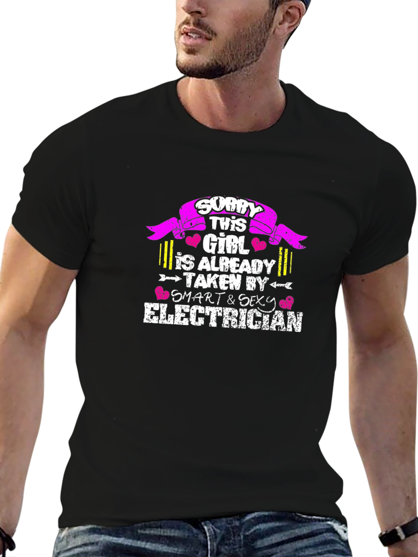 Black Sorry This Girl Is Taken By An Electrician Graphic Tee view 6