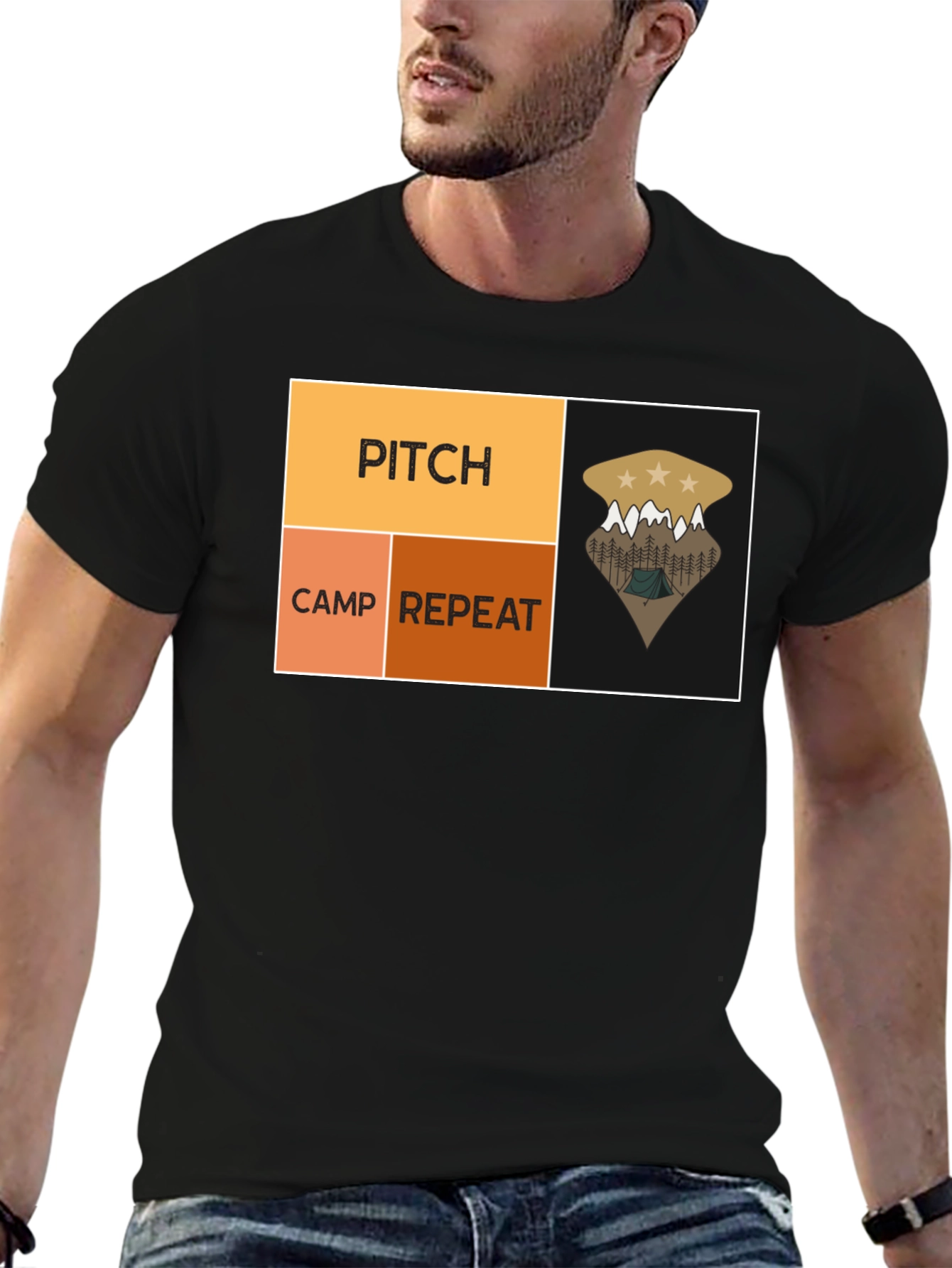 Black Pitch Camp Repeat Camping T-Shirt view 6