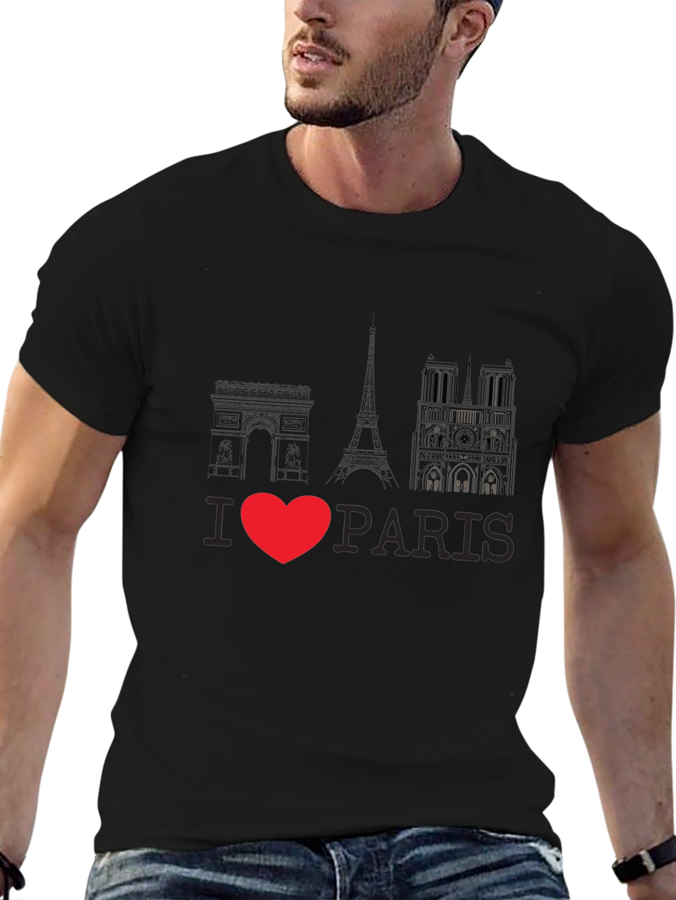 I Love Paris Black Graphic Tee - 6