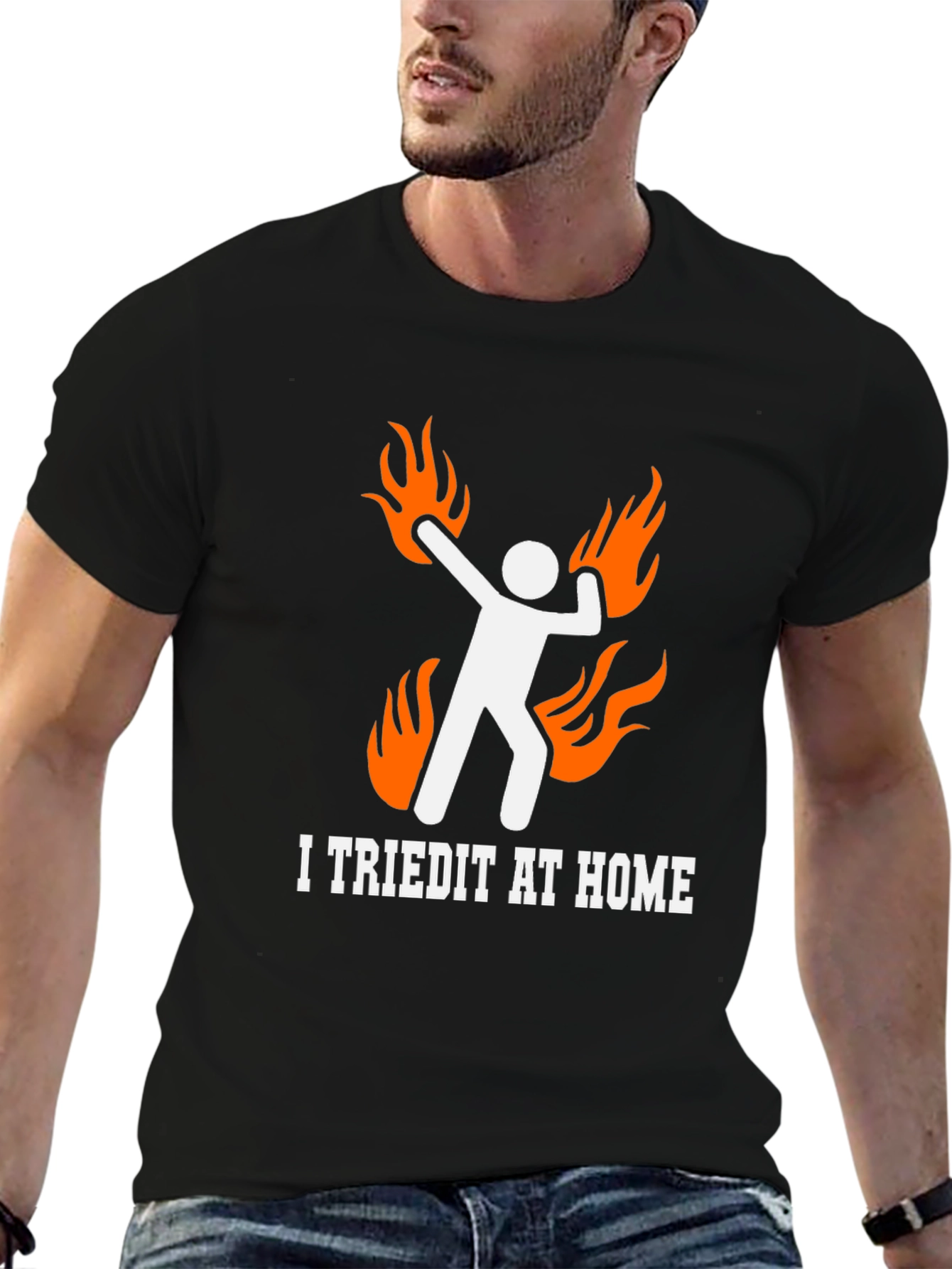 Black I Tried It At Home Funny Graphic T-Shirt view 6