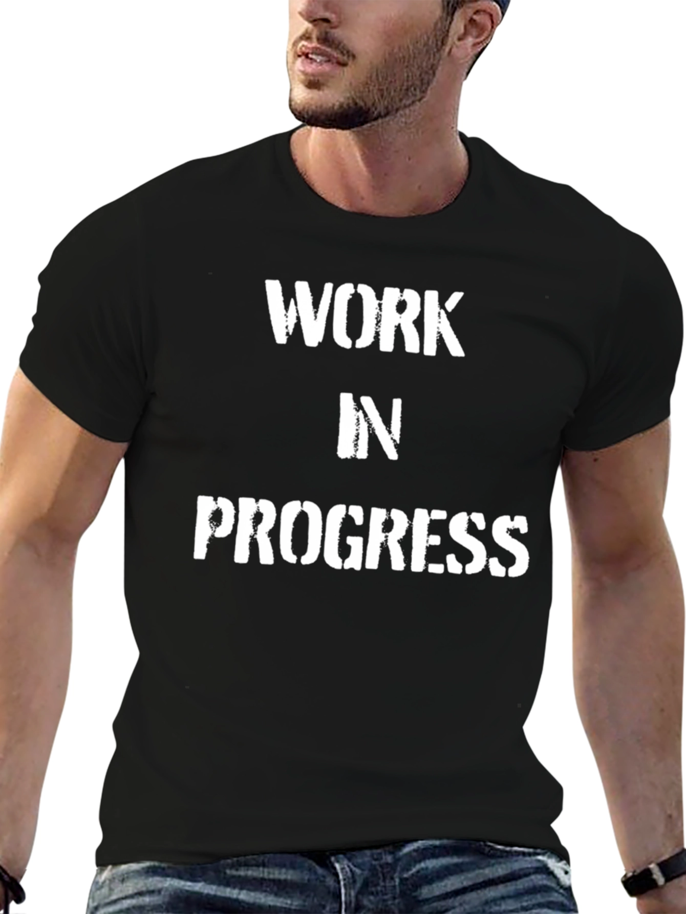 Black Work In Progress T-Shirt - Motivational Tee view 6