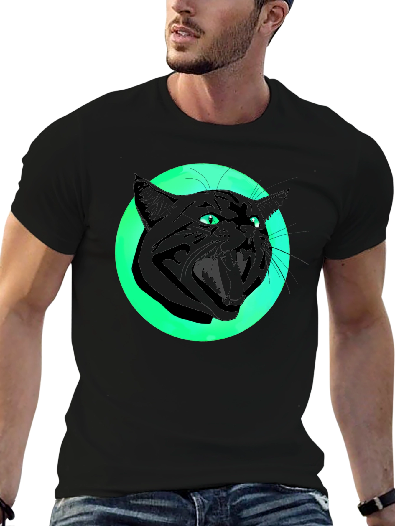Black Black Cat Graphic Tee - Men's Short Sleeve T-Shirt view 6