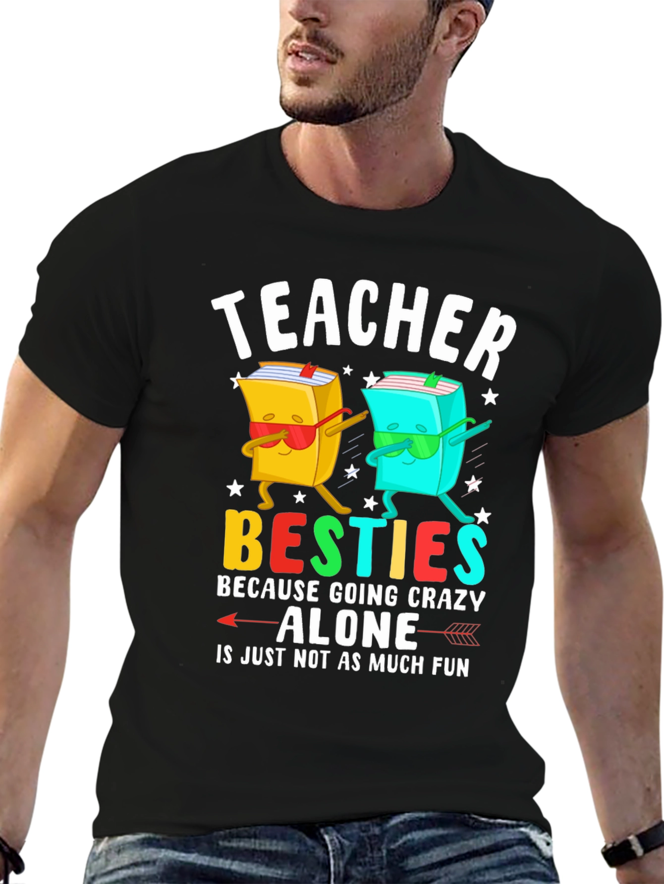 Black Teacher Besties T-Shirt Funny Teacher Gift view 6