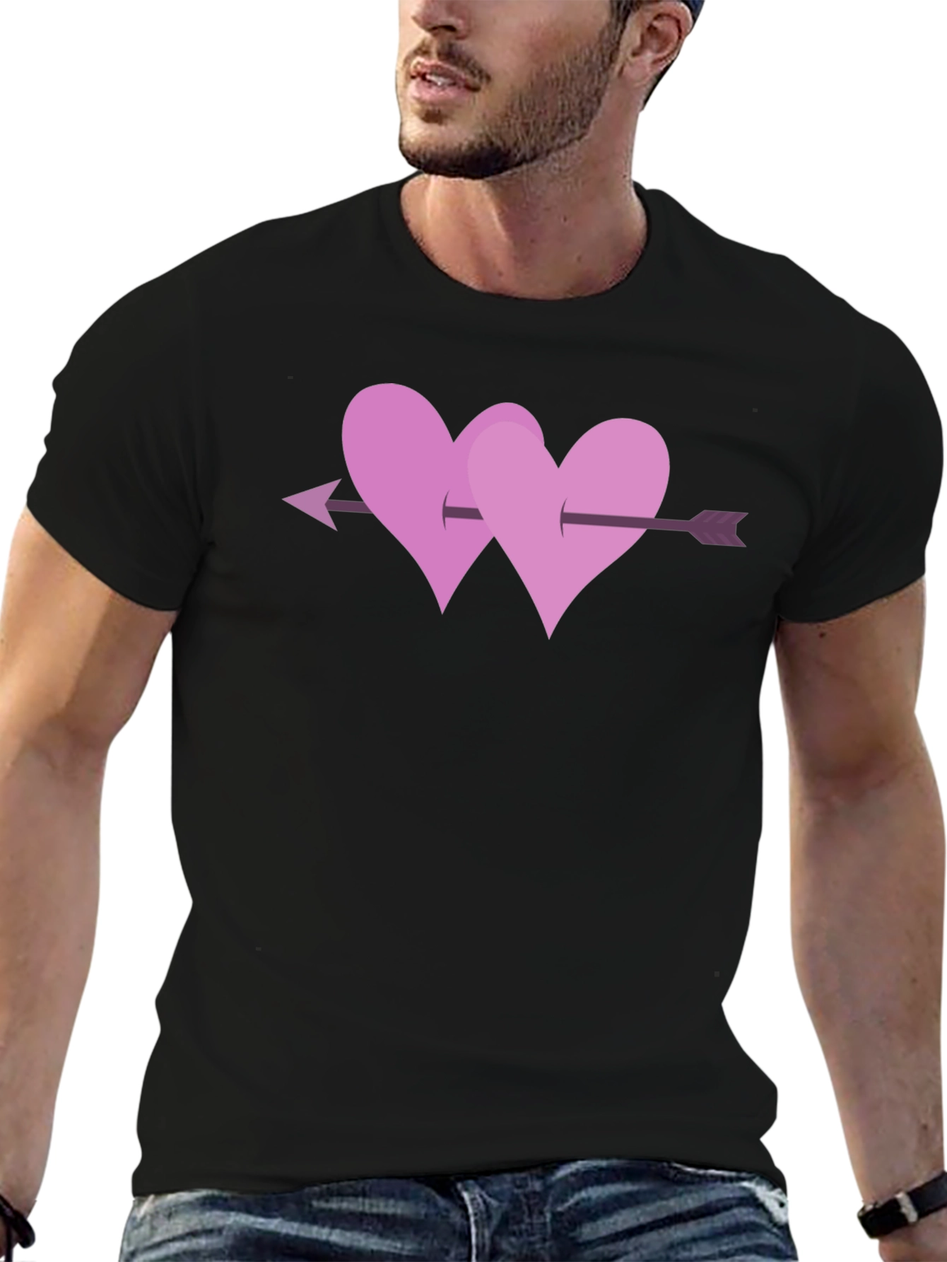 Black Love Arrow Heart T-Shirt - Valentine's Day Tee view 6