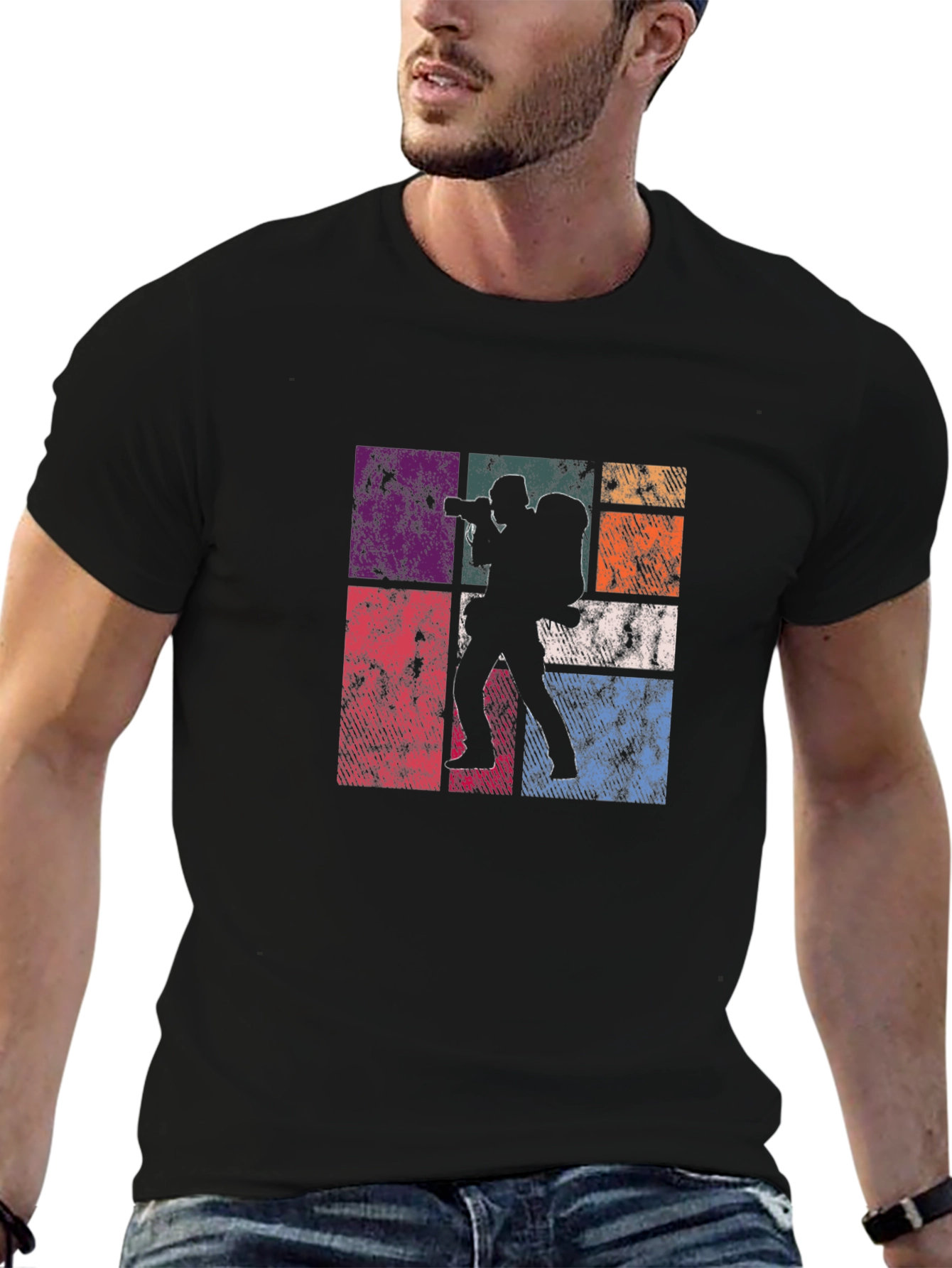 Black Retro Photographer T-Shirt - Vintage Style view 6