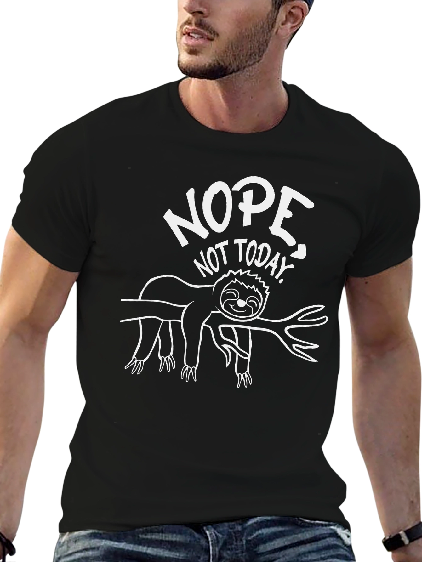 Black Nope Not Today Sloth Graphic Tee view 6