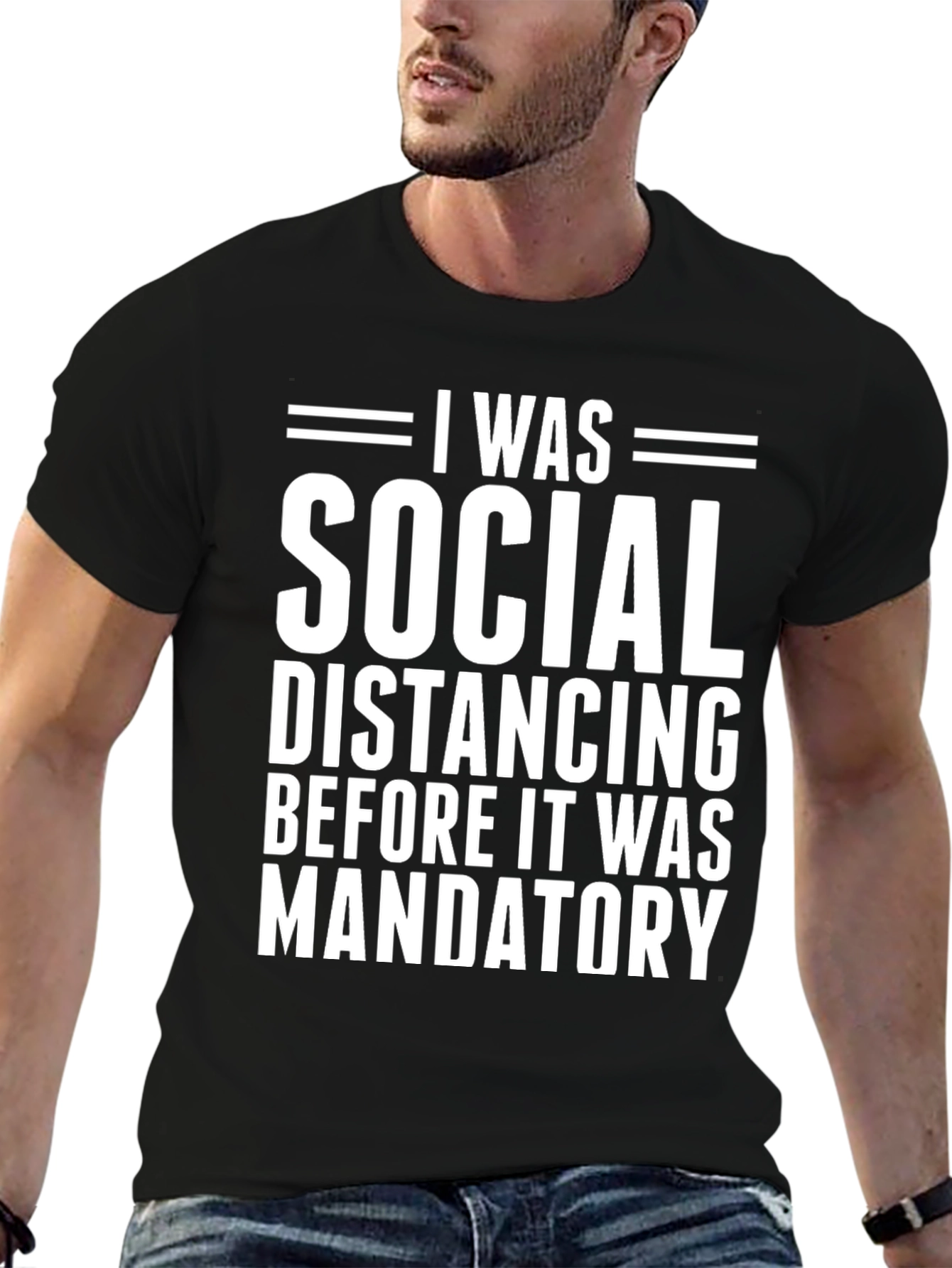 Black Social Distancing Graphic Novelty Men's T-Shirt view 6