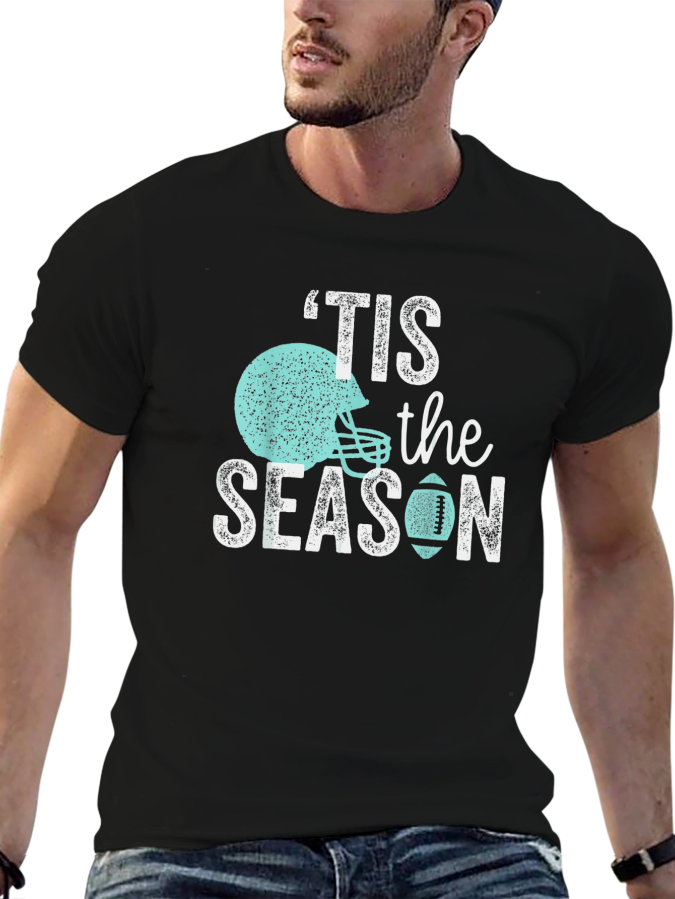 Black 'Tis The Season Football T-Shirt view 6