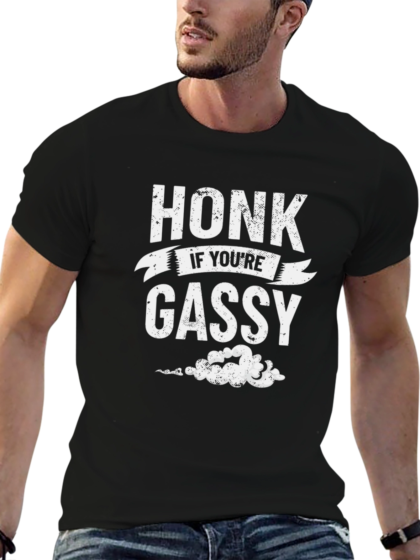 Black Honk If You're Gassy Graphic T-Shirt view 6