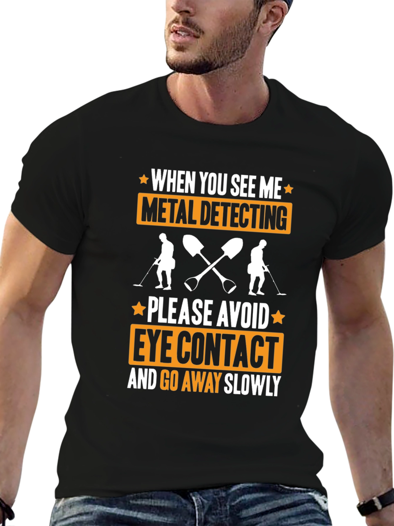 Black Metal Detecting T-Shirt Funny Graphic Tee view 6