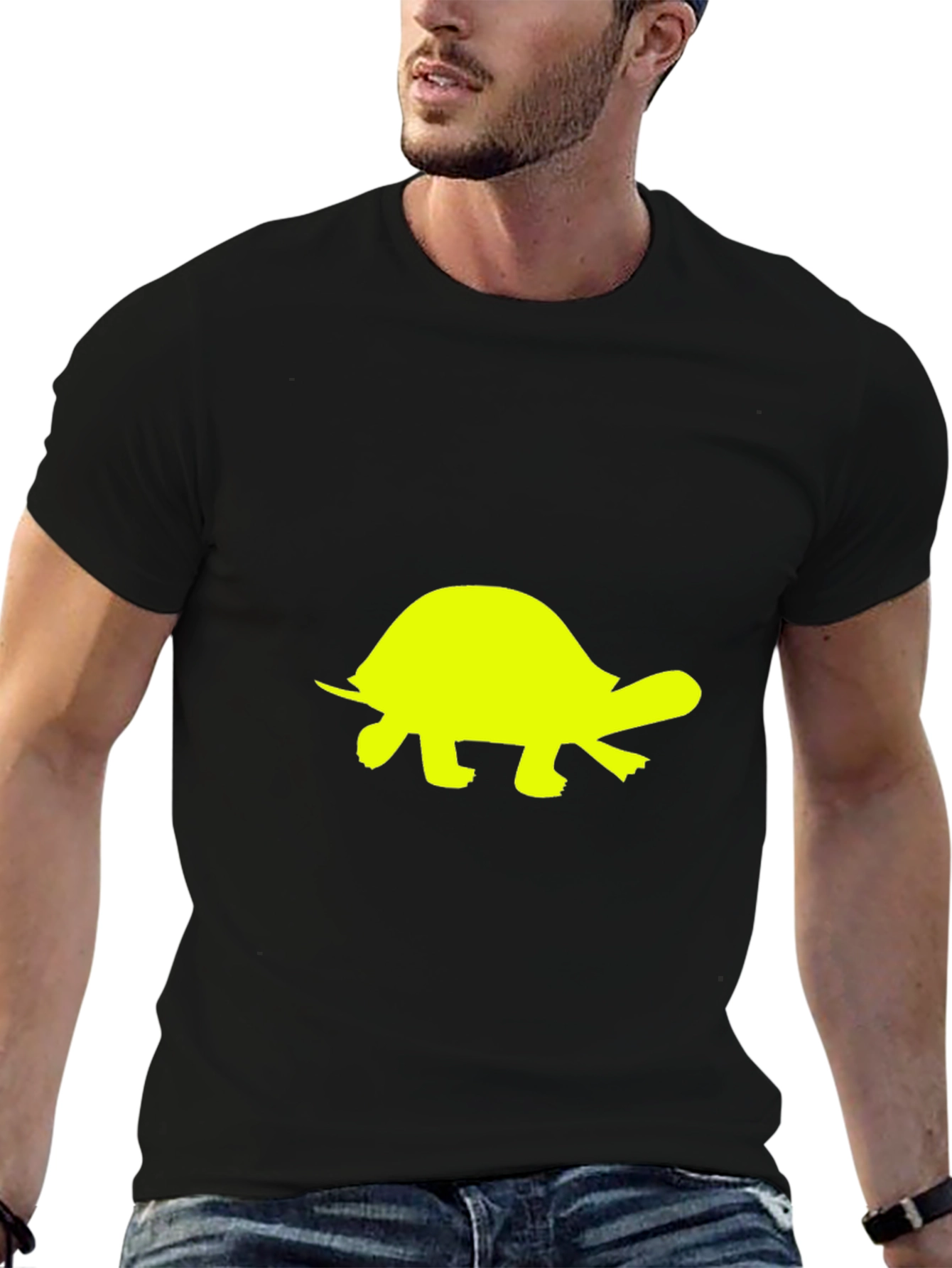 Black Turtle Graphic Tee - Black Cotton T-Shirt view 6