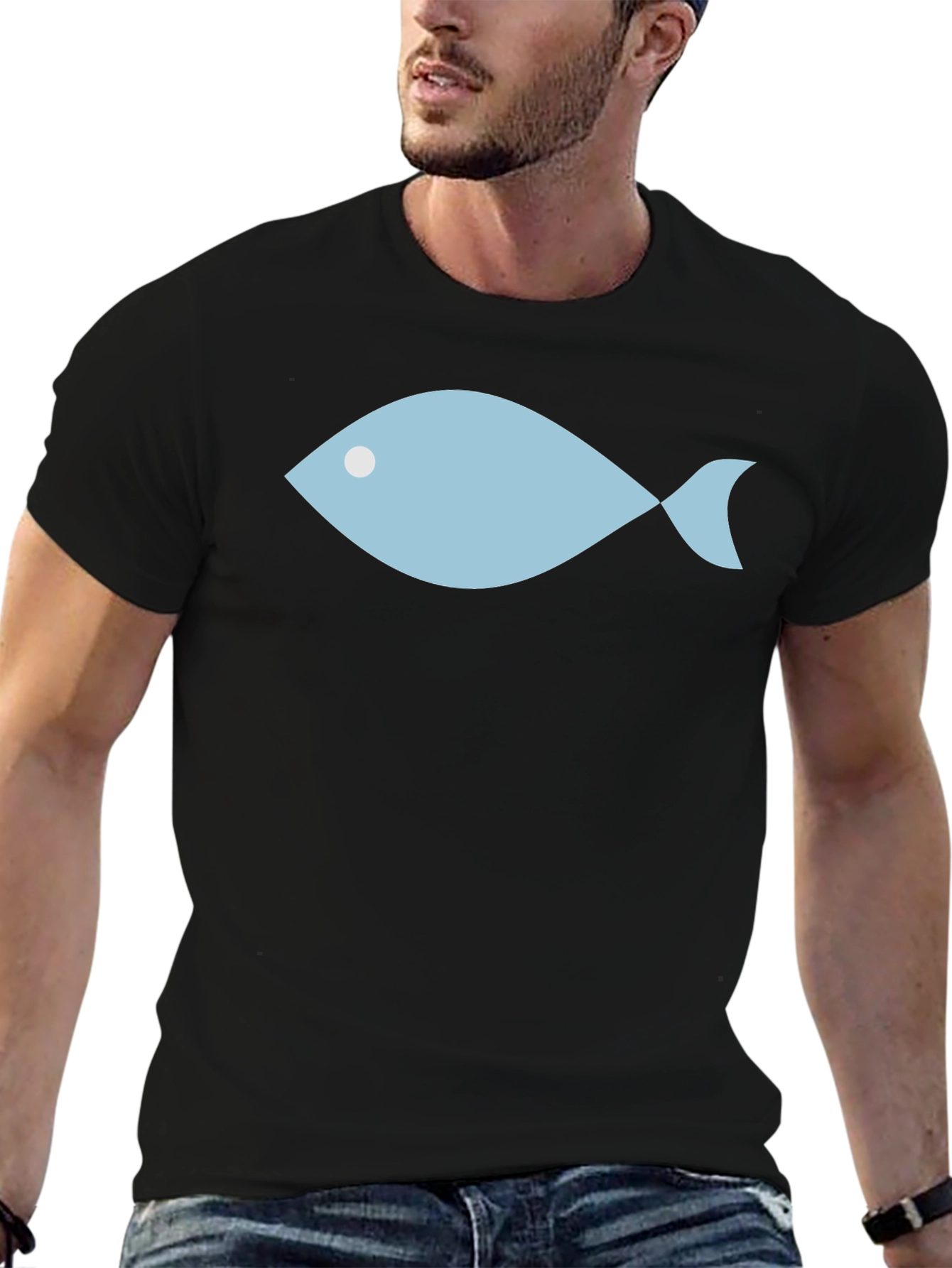 Black Minimalist Fish Graphic Tee - Unisex view 6