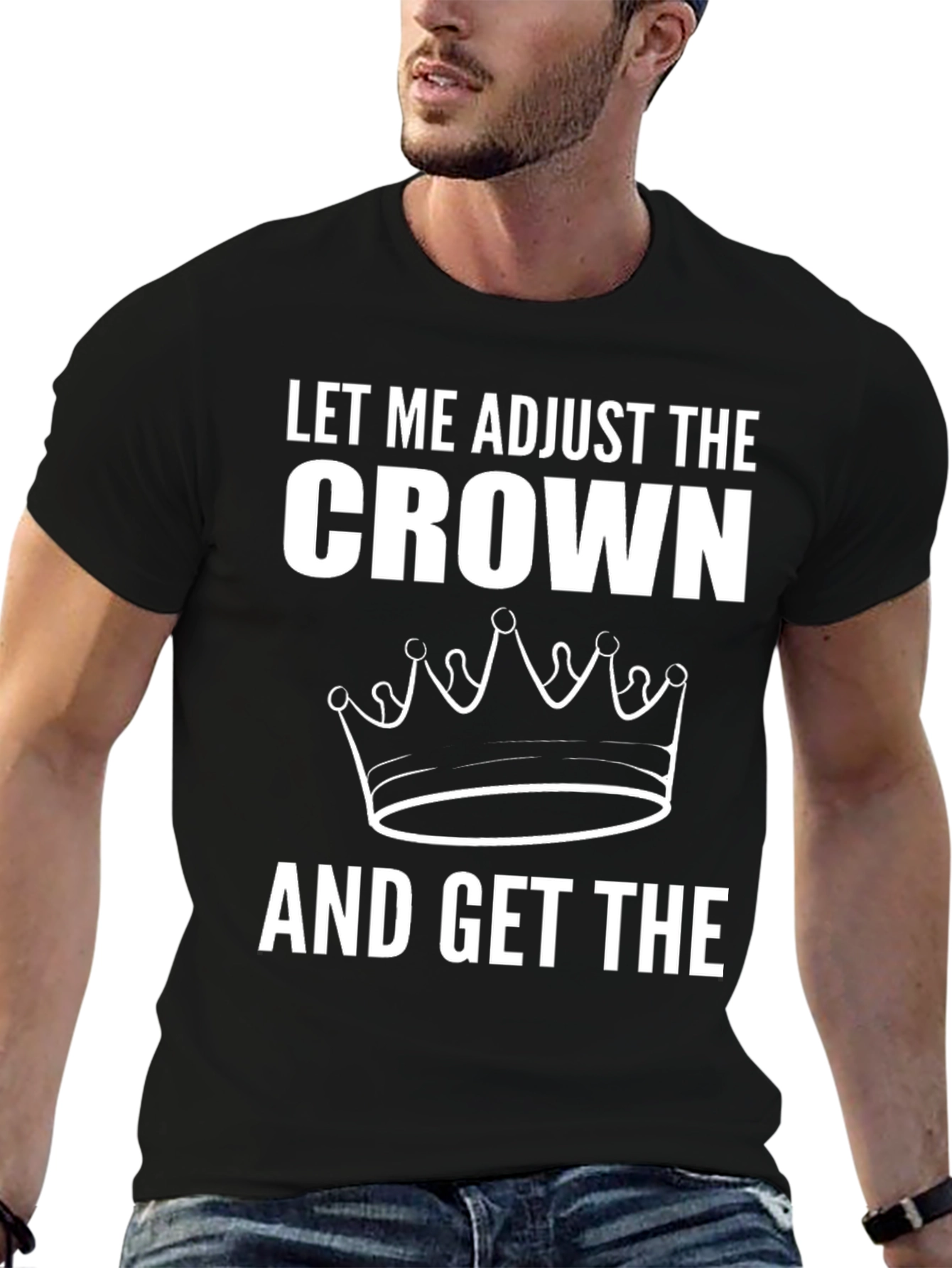 Black Adjust the Crown Graphic T-Shirt - Premium Quality view 6