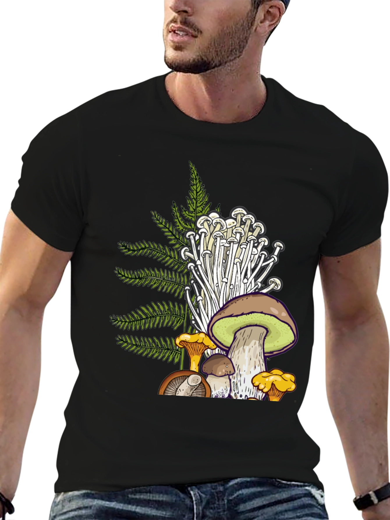 Black Mushroom Graphic T-Shirt - Nature Inspired Tee view 6