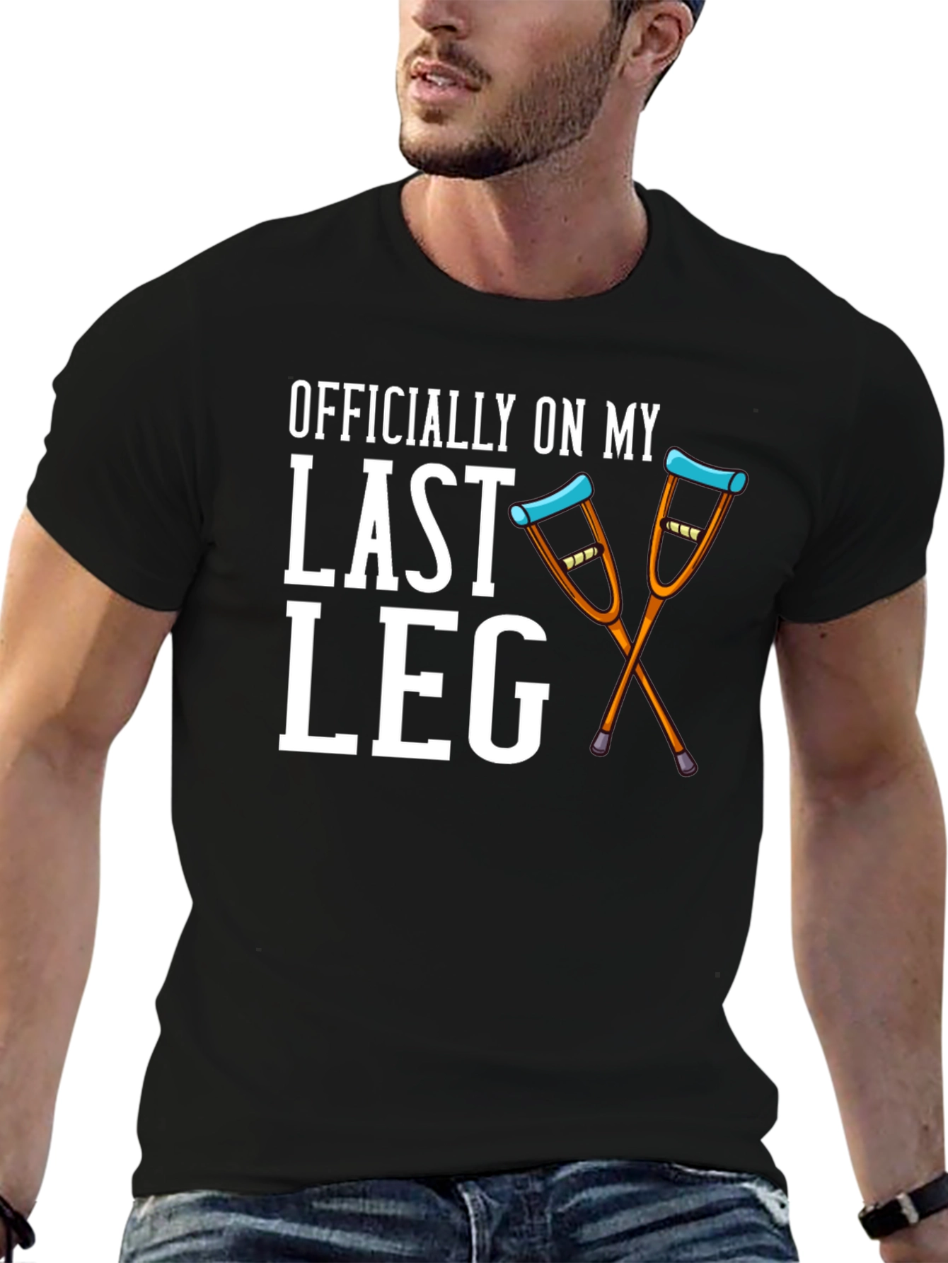 Black Officially On My Last Leg T-Shirt view 6