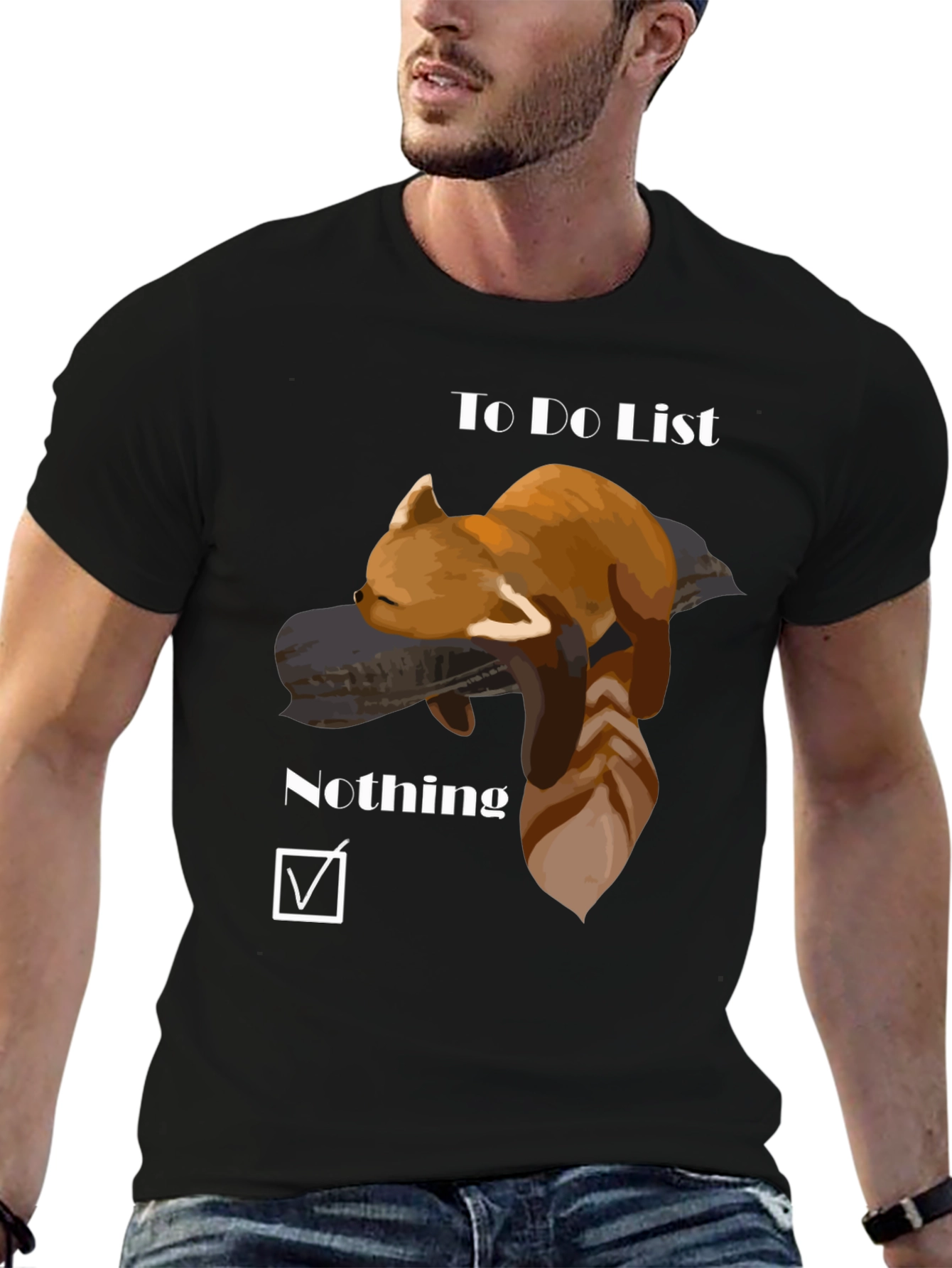 Black Red Panda To-Do List T-Shirt - Nothing Checked! view 6