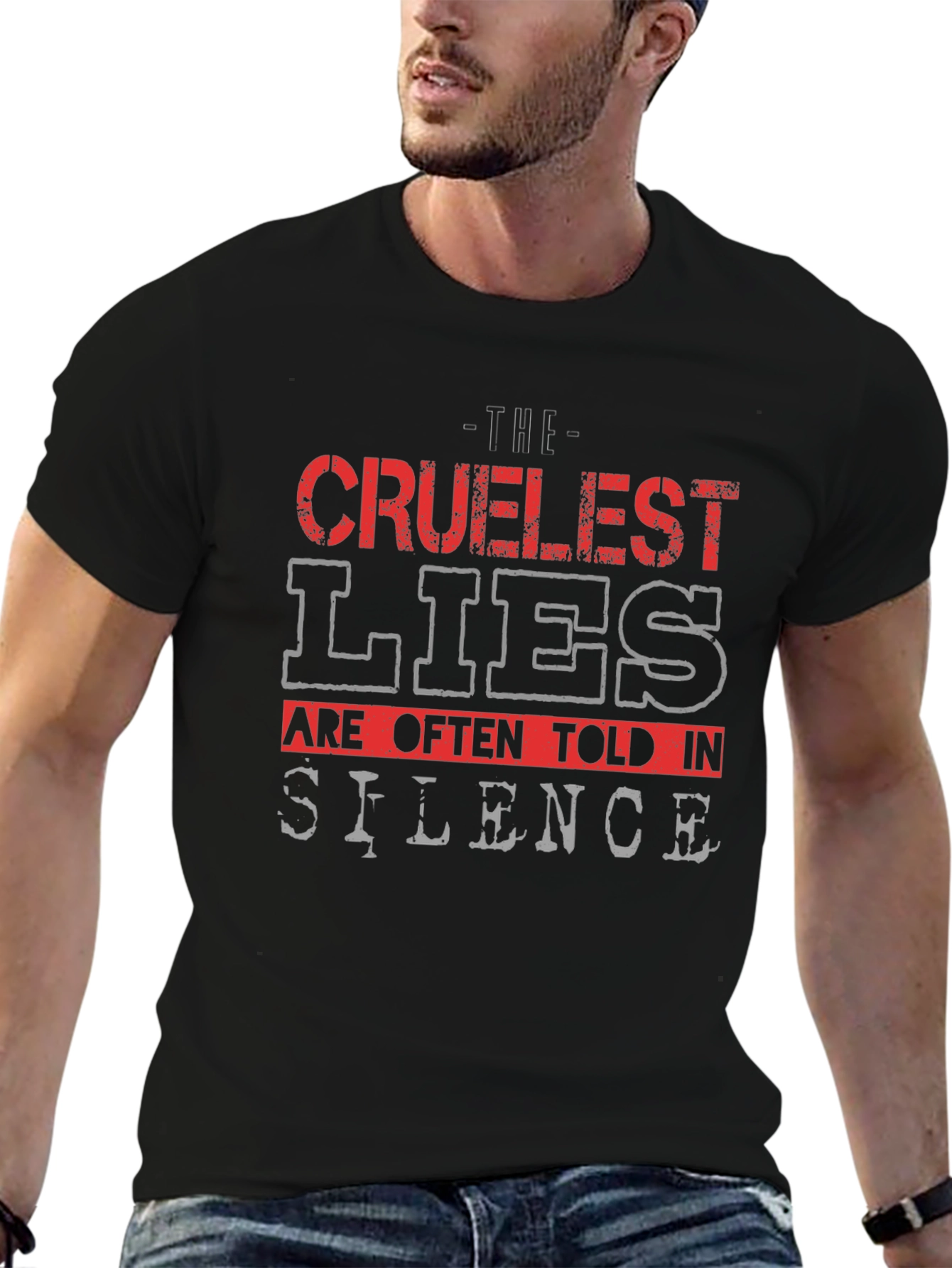 Black Cruelest Lies Graphic T-Shirt view 6