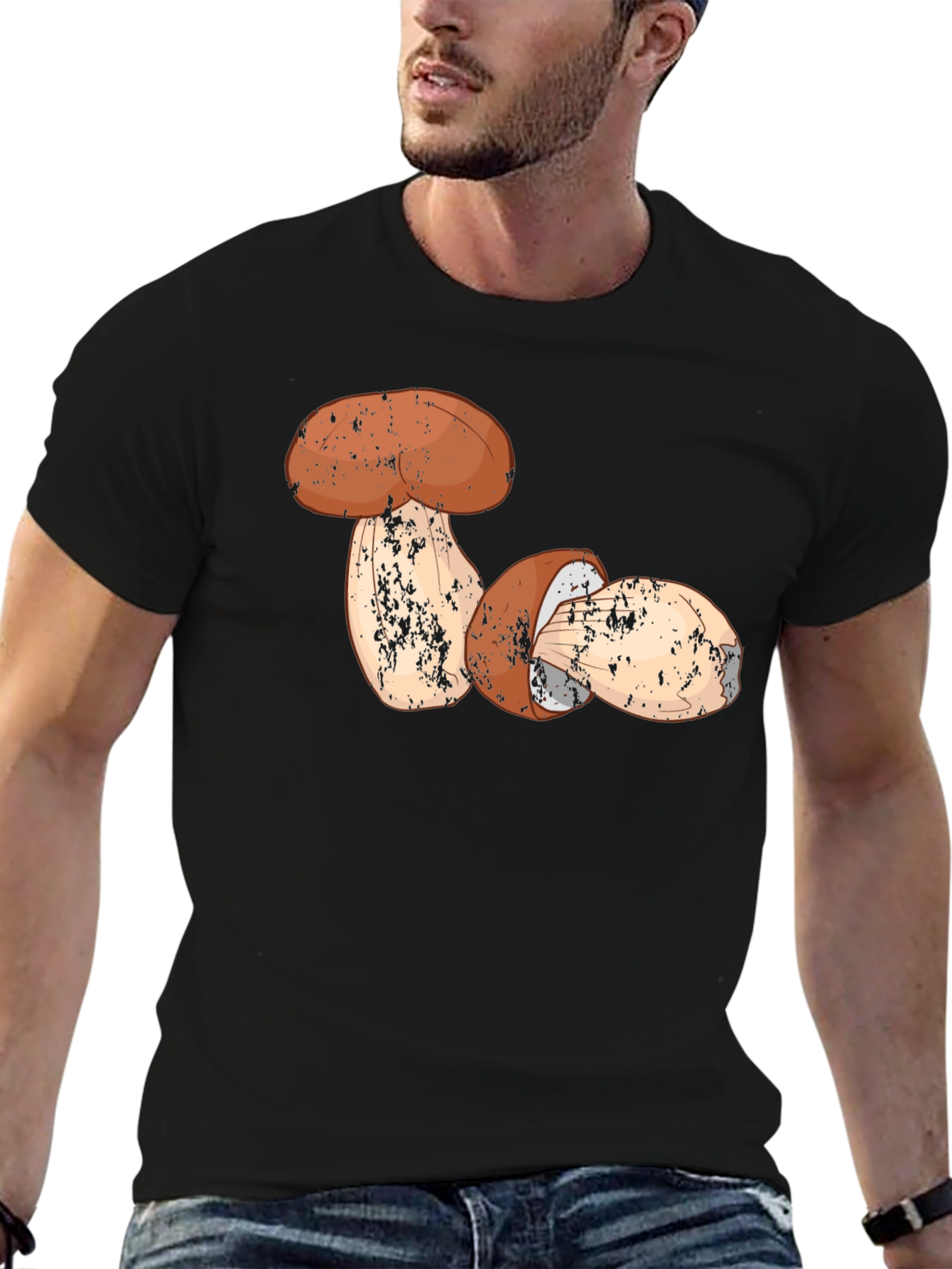 Black Mushroom Graphic T-Shirt - Nature Lover's Tee view 6