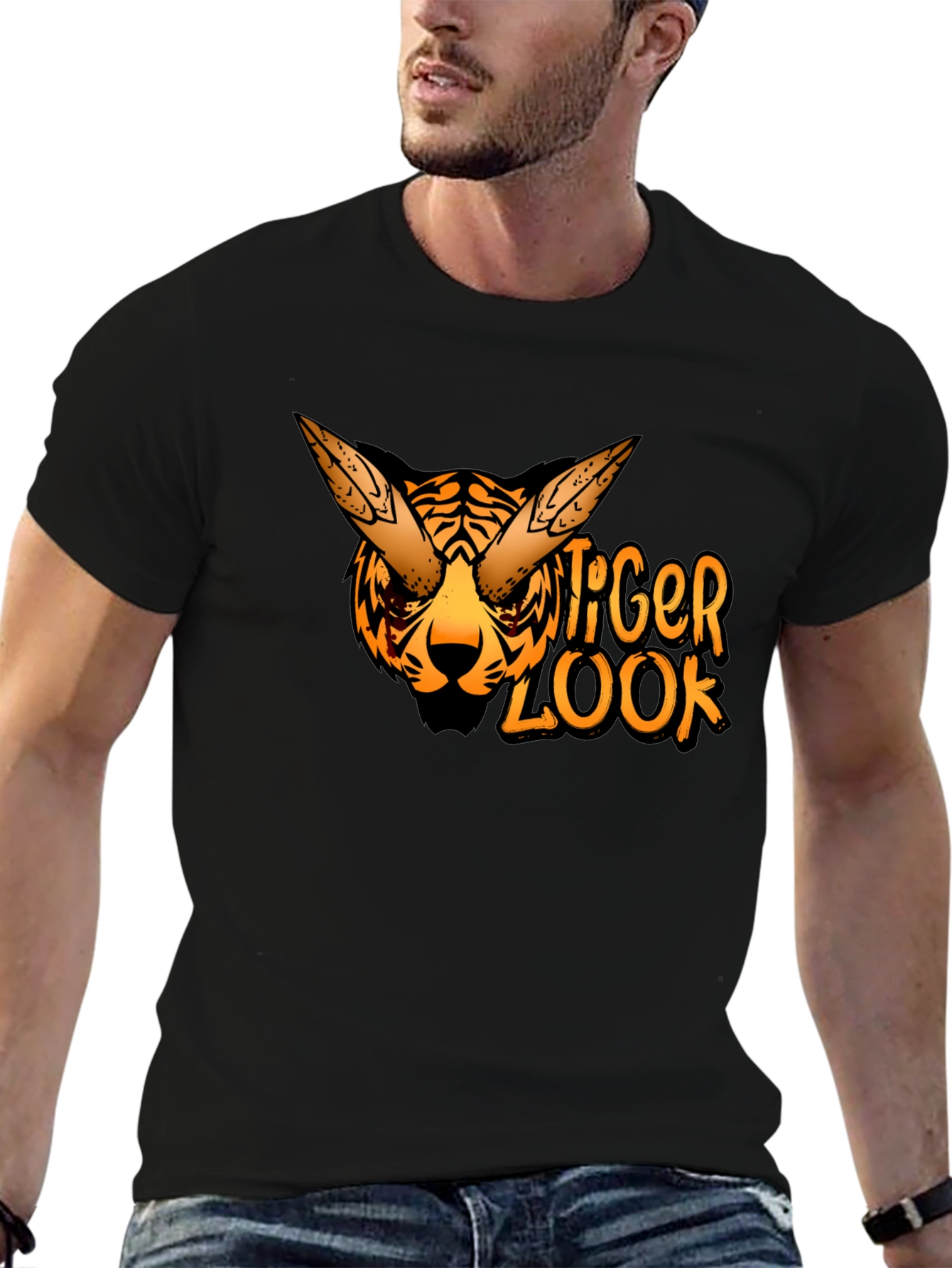 Black Tiger Look Graphic Tee - Cool Animal Design view 6