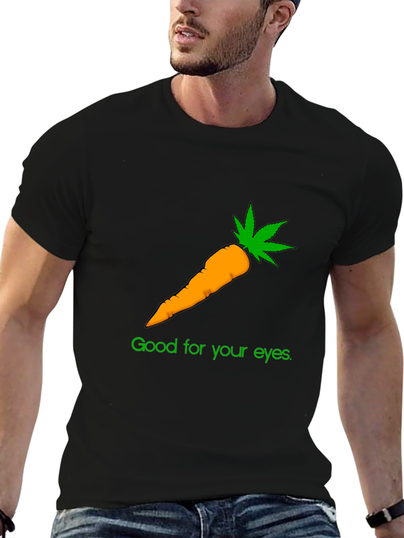Black Funny Carrot Weed T-Shirt - Good for Your Eyes! view 6