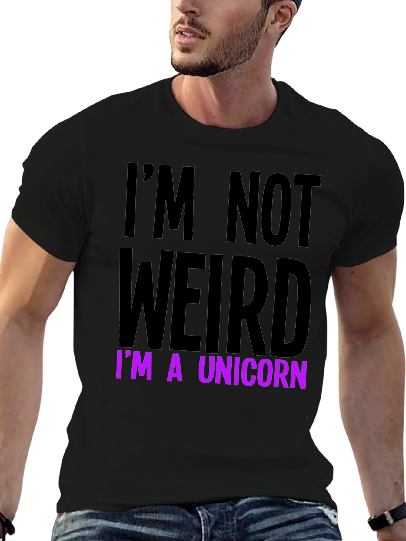 Black I'm Not Weird I'm A Unicorn Funny T-Shirt view 6