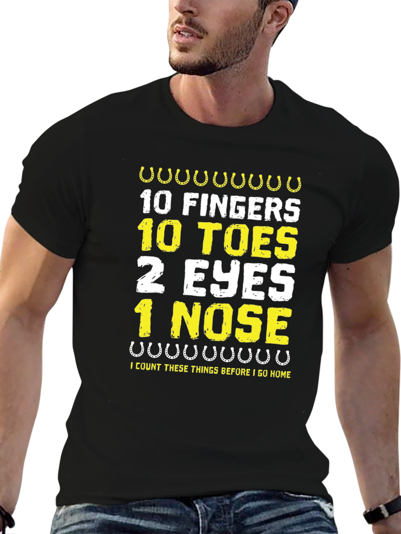 Black Funny 10 Fingers 10 Toes Graphic Tee view 6