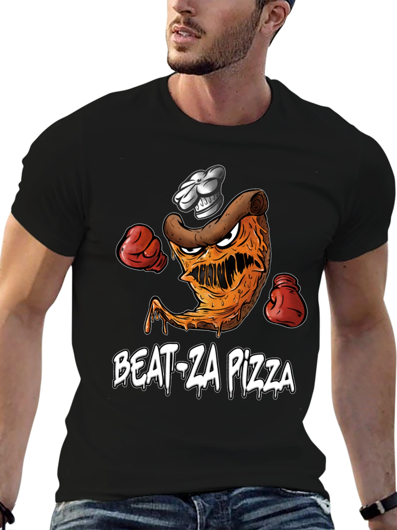Black Beat-Za Pizza Graphic T-Shirt view 6