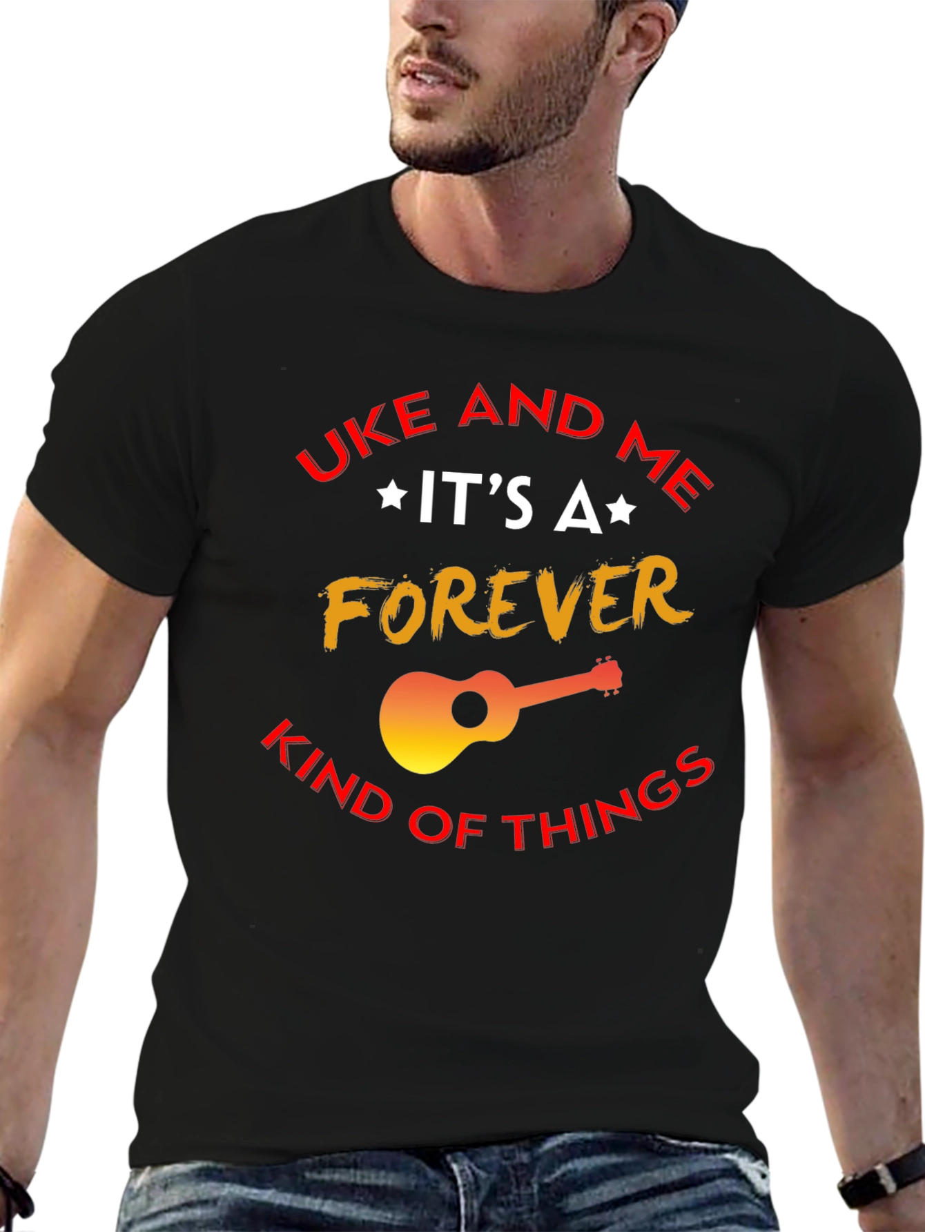 Black Uke and Me Forever T-Shirt - Music Lover Tee view 6