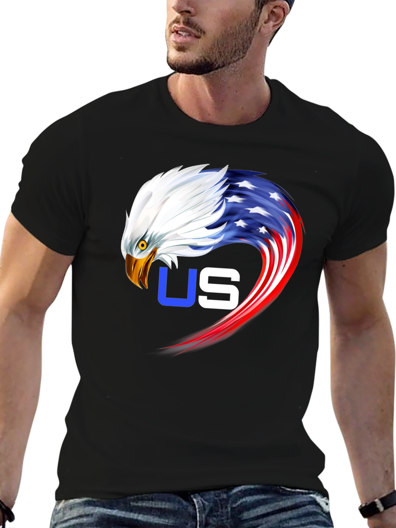 Black Patriotic Eagle Graphic Tee - USA Pride view 6
