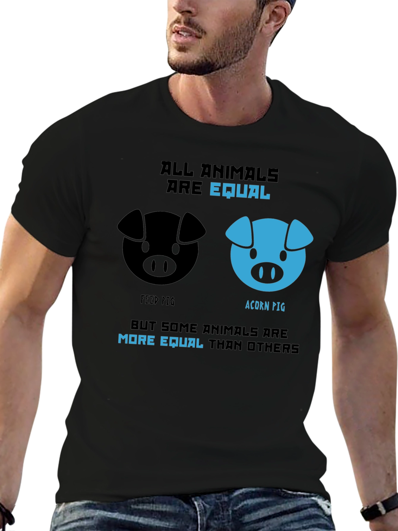 Black All Animals Are Equal T-Shirt view 6