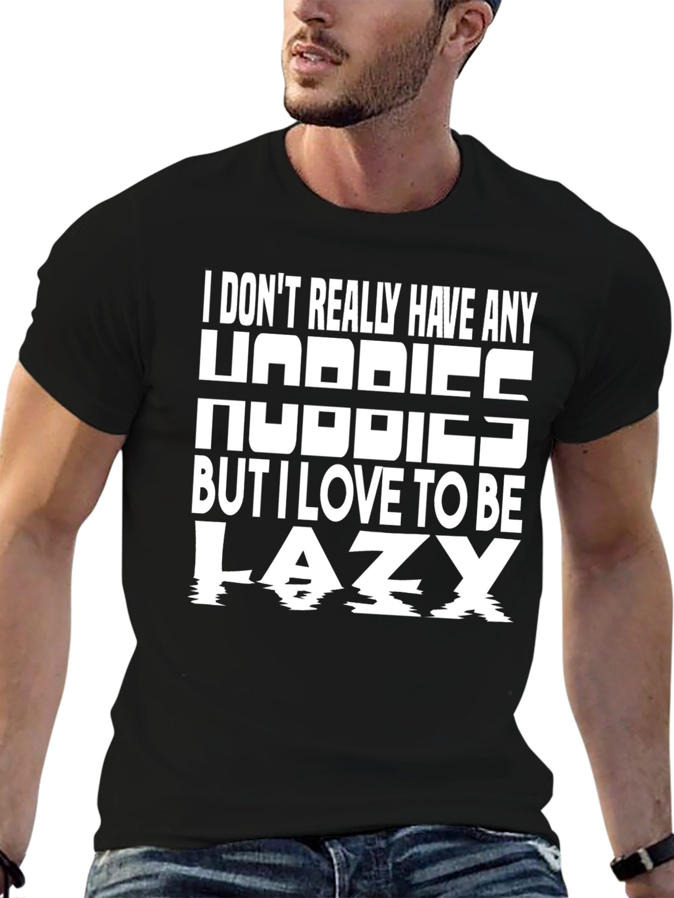 Black Lazy Hobby Funny Graphic Tee view 6