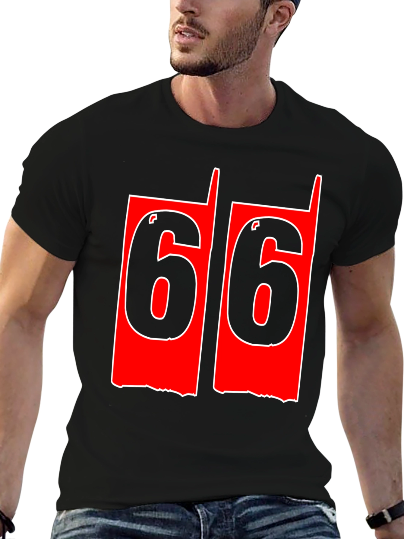 Black Men's 66 Graphic Tee - Bold Number Print view 6