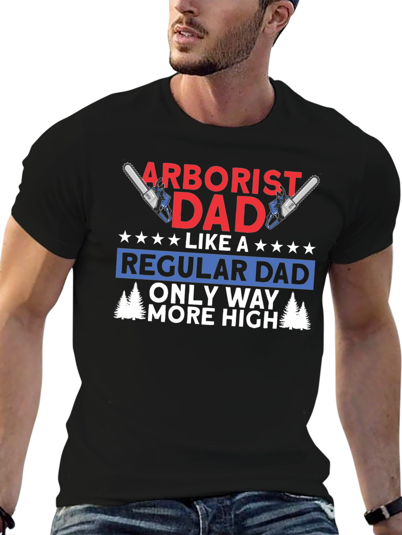 Black Arborist Dad T-Shirt - Funny Tree Worker Gift view 6